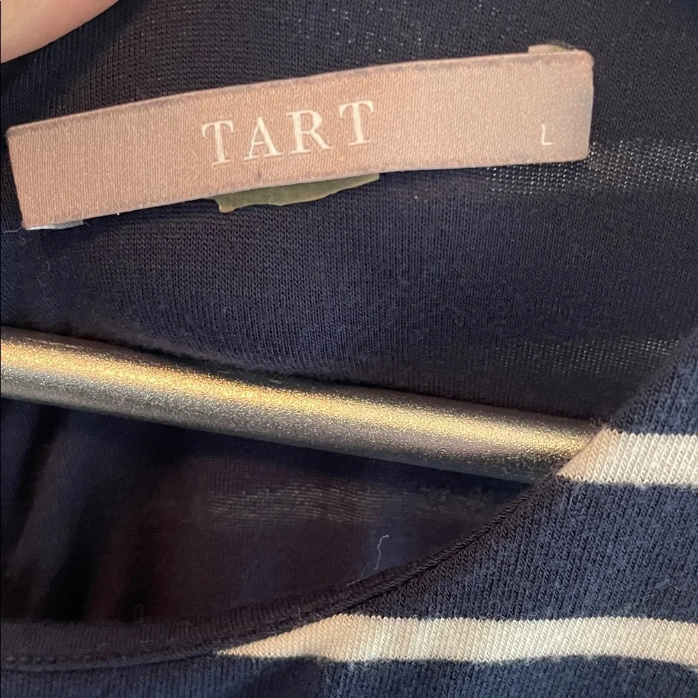 Tart Navy and White Striped Sleeveless Midi Dress - Picture 2 of 3